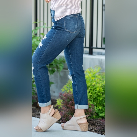 NWT Judy Blue high waist, distressed, boyfriend jeans sz 15 (32) - Picture 11 of 16